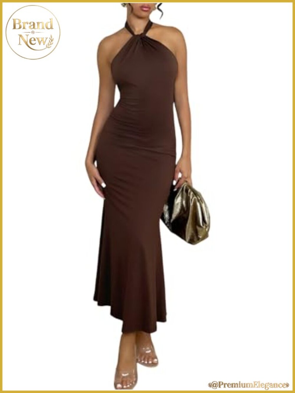Halter Sleeveless Backless Twist Bodycon Maxi Long Dress